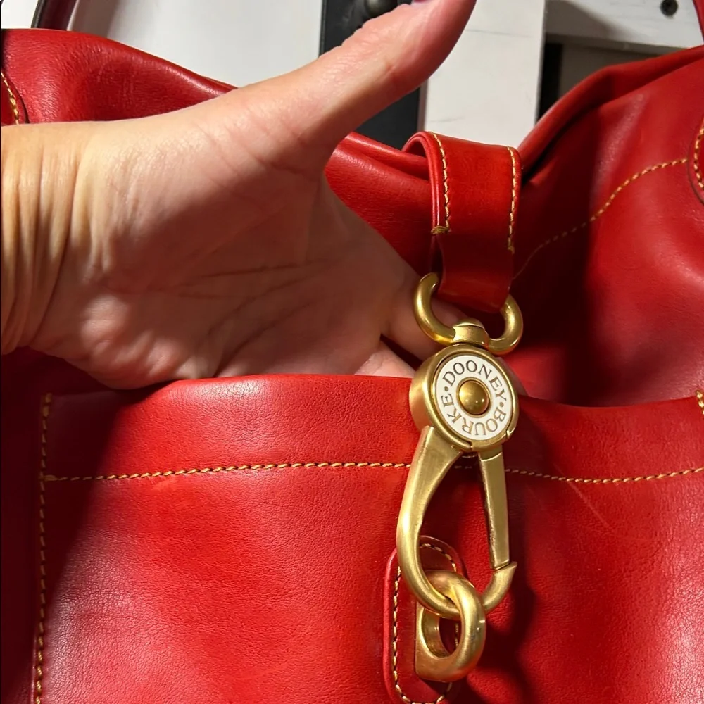 Dooney & Bourke Red Leather Shoulder Bag - Picture 3 of 9